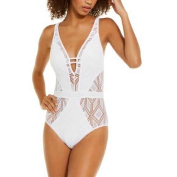 Becca Colorplay Crochet Plunge Swimsuit - Picture 2 of 9